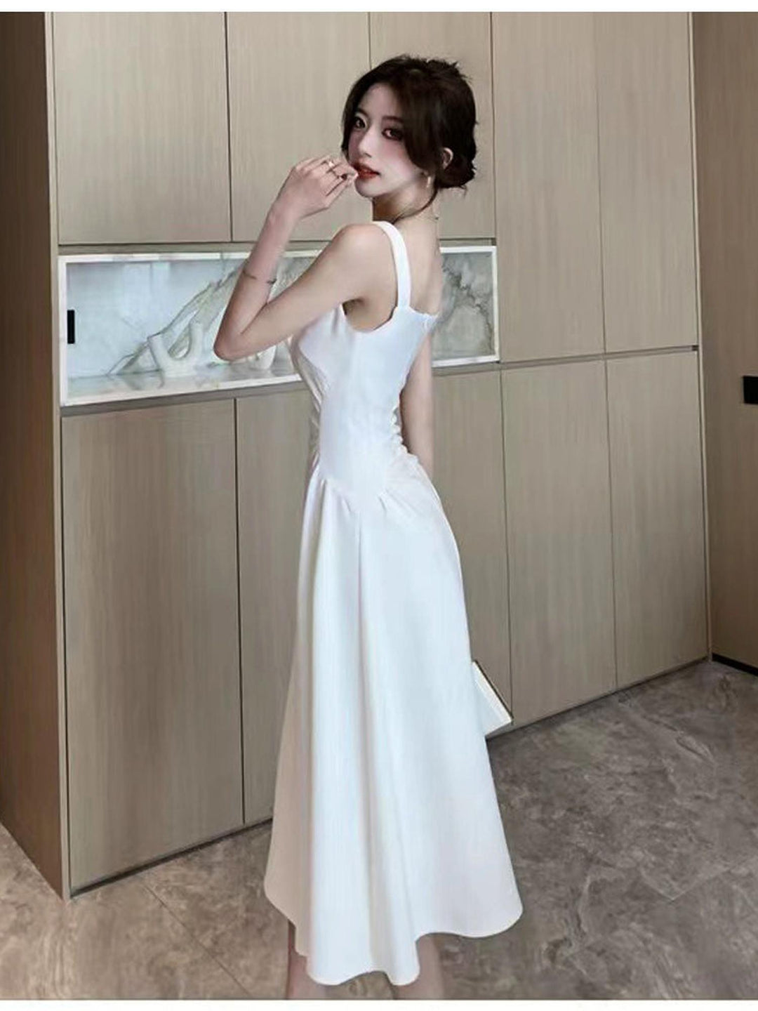 White Square Necked Dress