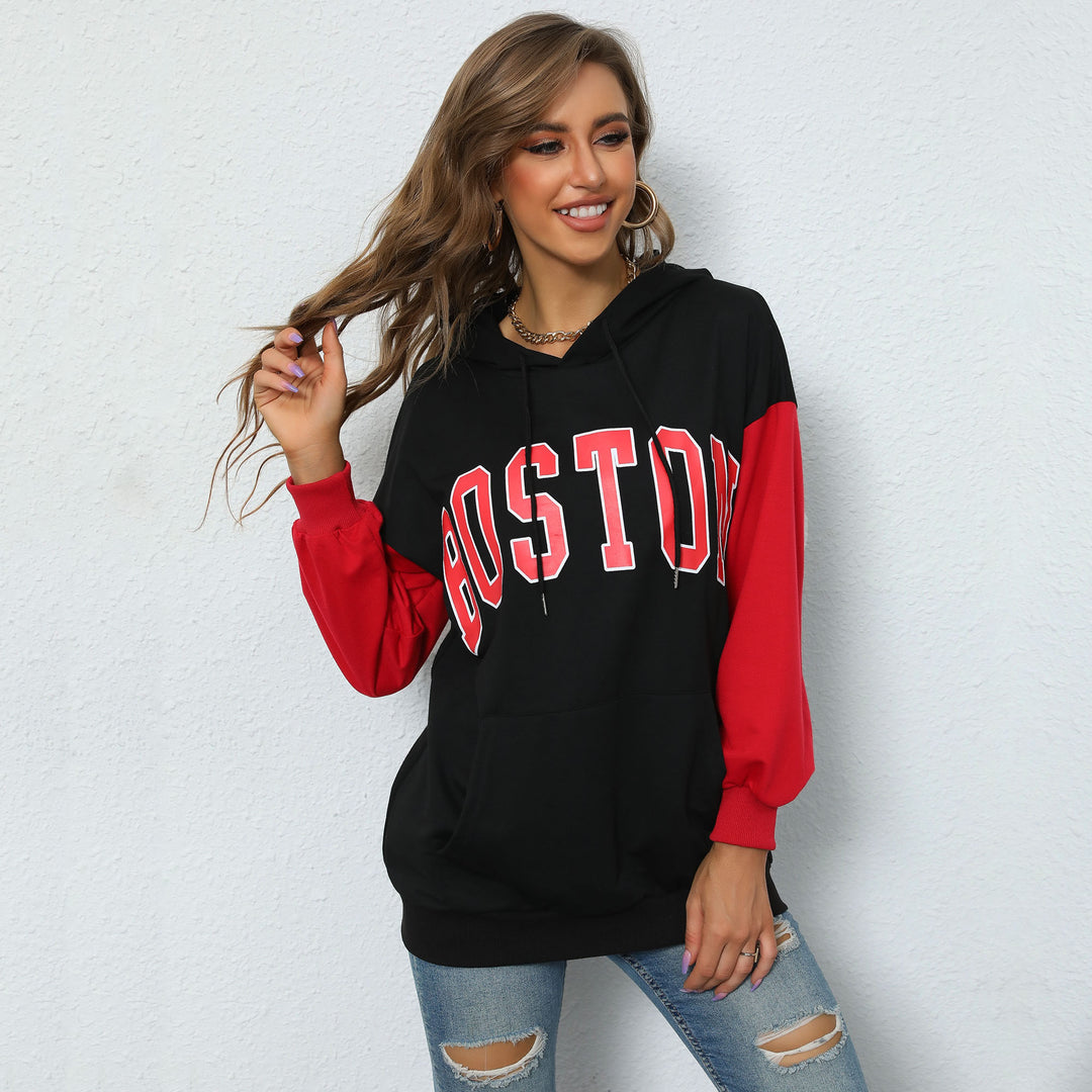 Black Typography Hooded Sweatshirt