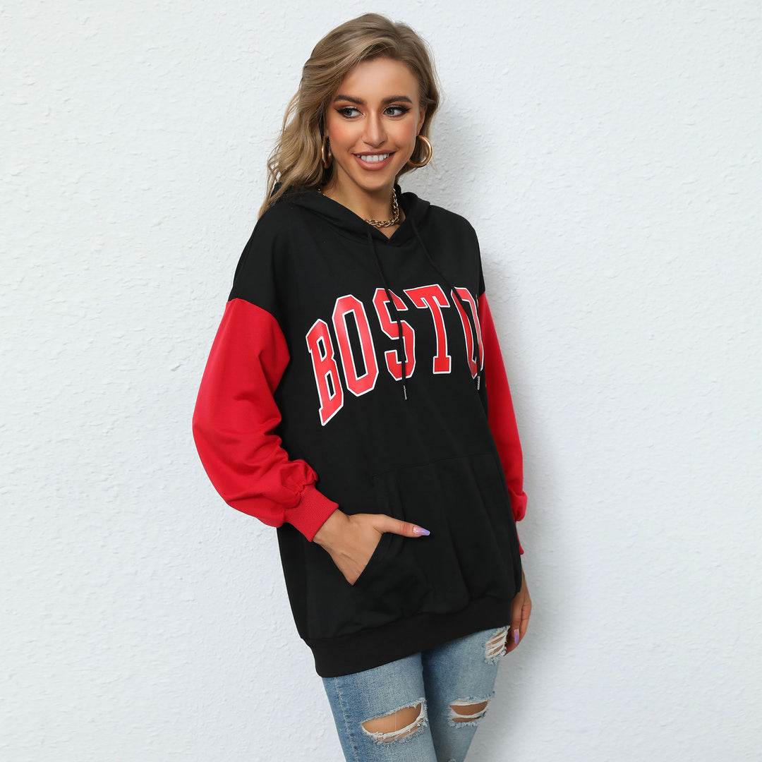 Black Typography Hooded Sweatshirt