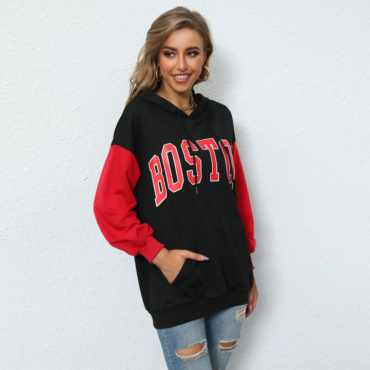 Black Typography Hooded Sweatshirt