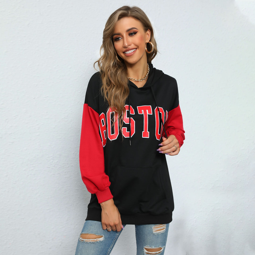 Black Typography Hooded Sweatshirt