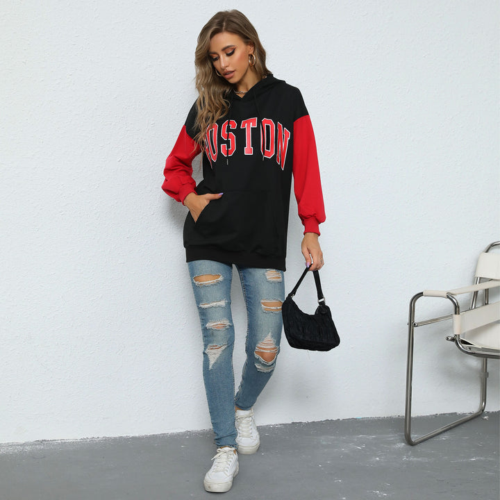 Black Typography Hooded Sweatshirt