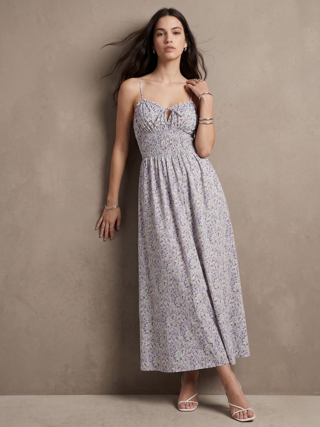 White Spaghetti Strap Flared Dress