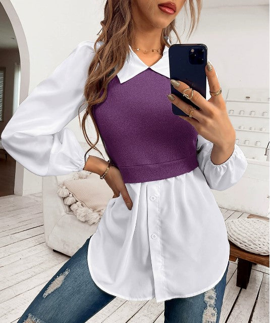 Purple Towfer Detail Shirt