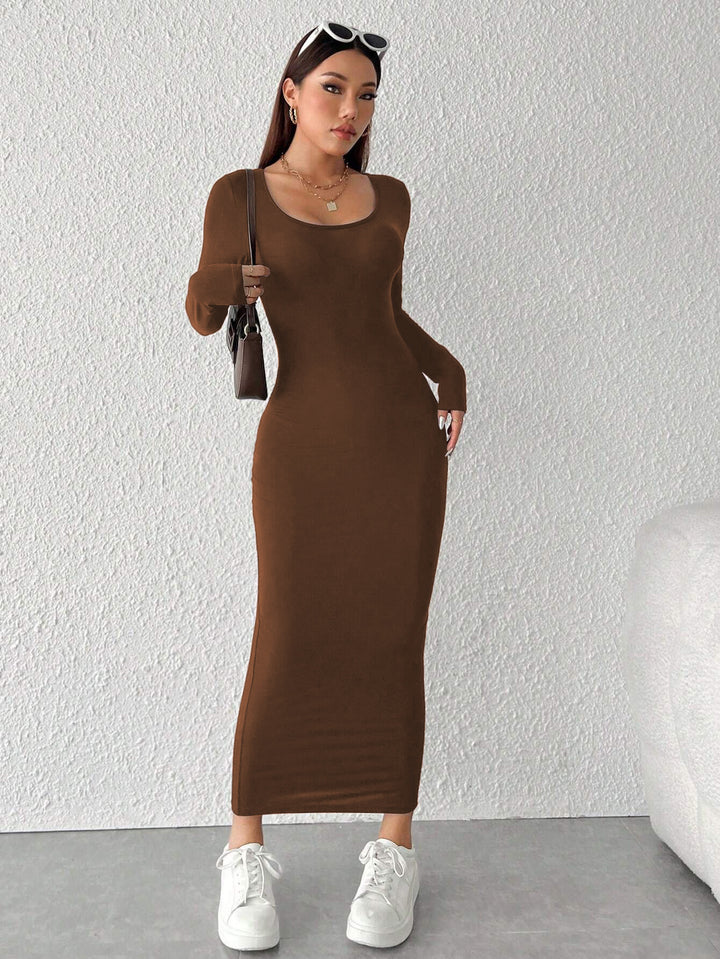 Brown Full Sleeve Round Neck Sleeve