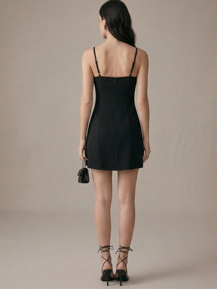 Black Spaghetti Strap Bow Detail Dress