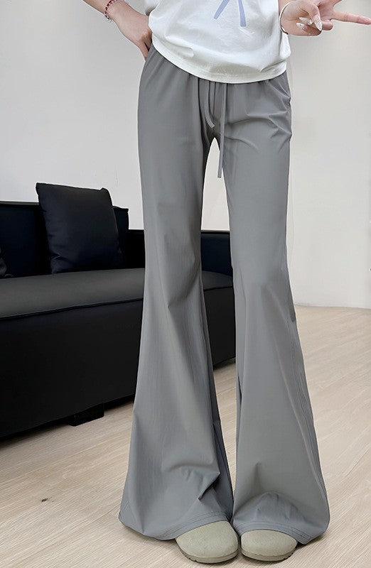 Grey Drawstring Flared Joggers
