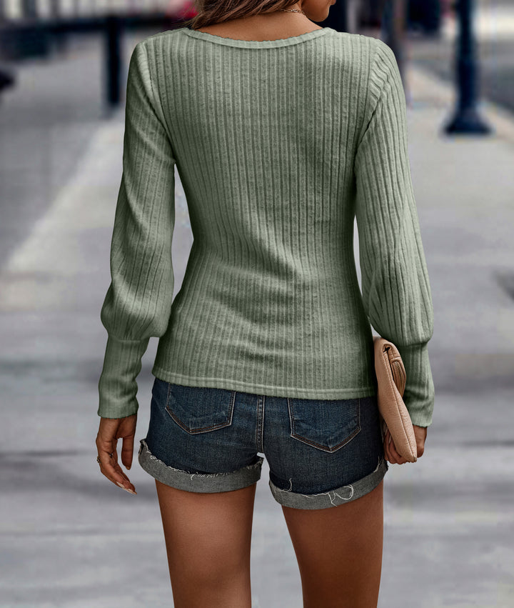 Green Wide Spaced Rib Top