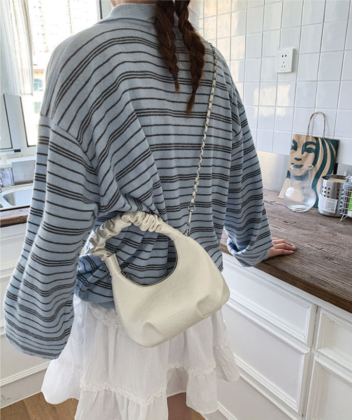 White Crescent Shape Hand Bag