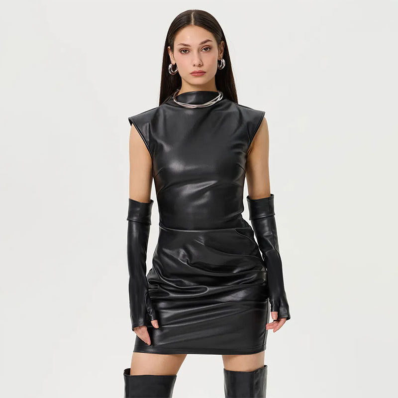 Black Pu Mini Dress