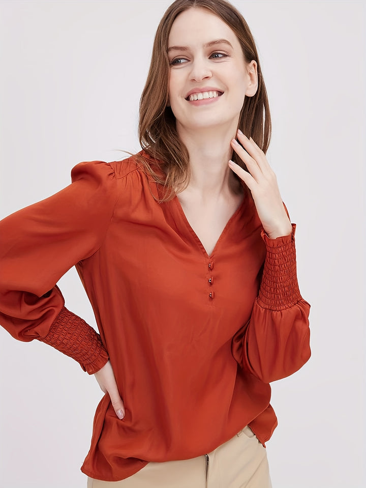 Rust Puff Sleeved Solid Top