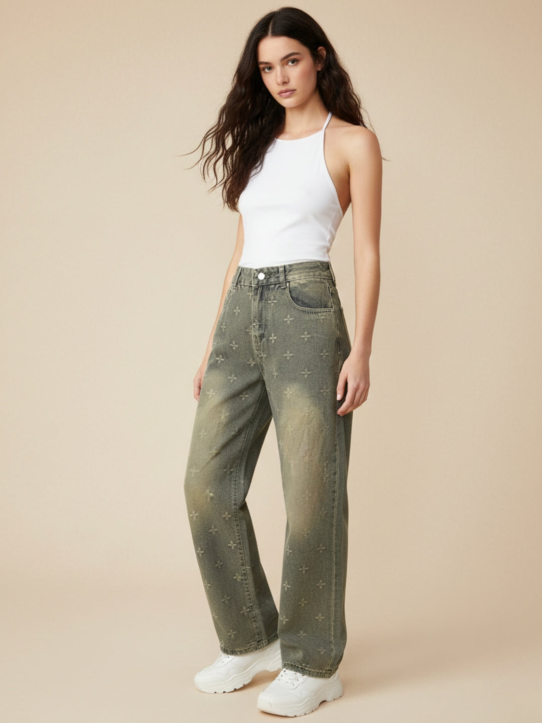 Grey Icey Washed Baggy Jeans