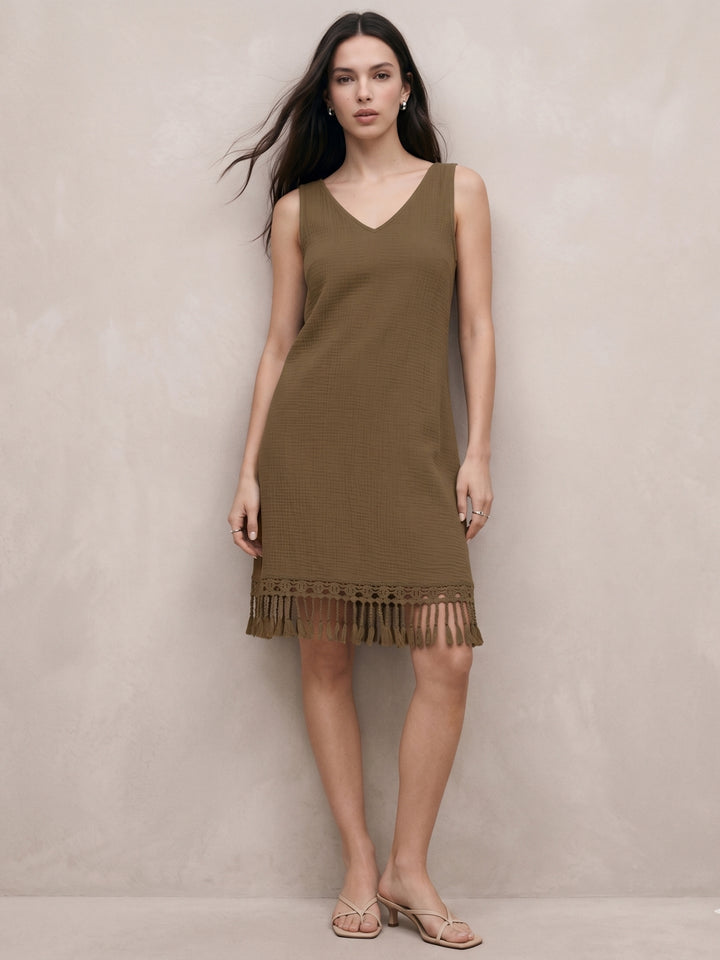 Olive V Neck Mini Dress