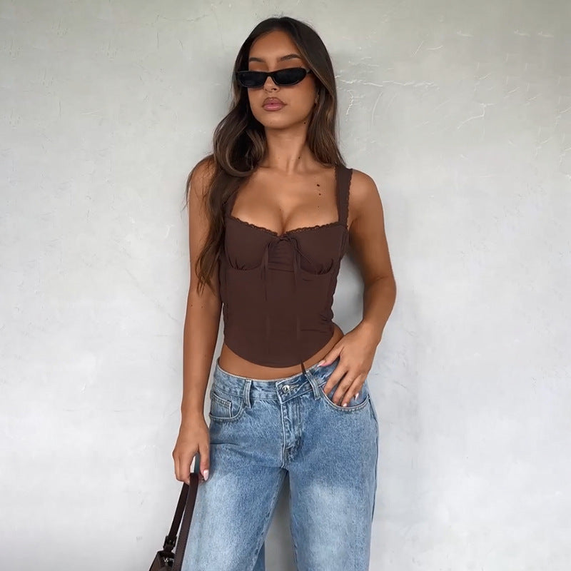 Brown Fitted Corset Top