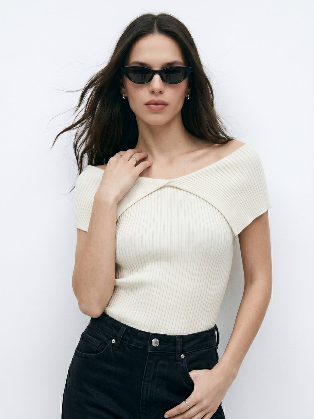 White Flat Knit Top