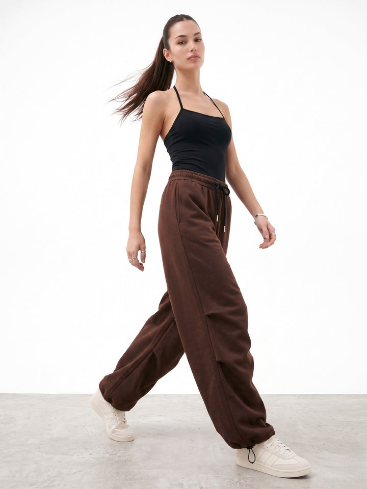 Brown High Waist Seam Detail Pant
