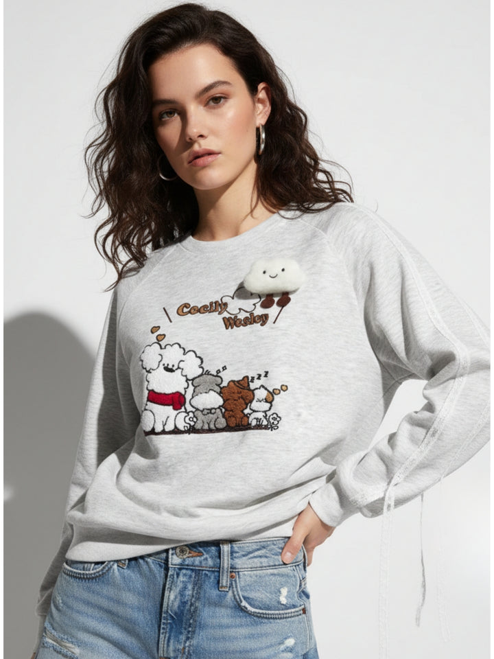 Off White Graphic Printed Oversized Sweatshirt