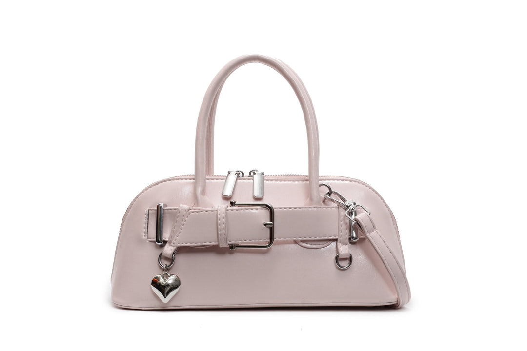 Pink Buckle Belted Hand Bag
