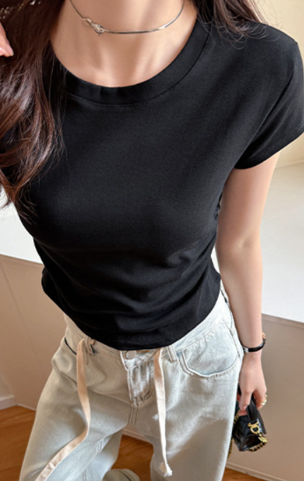 Black Round Neck Regular T-Shirt