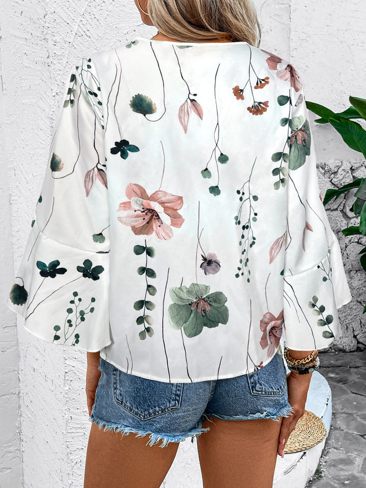 Off-white Printed V Neck Top