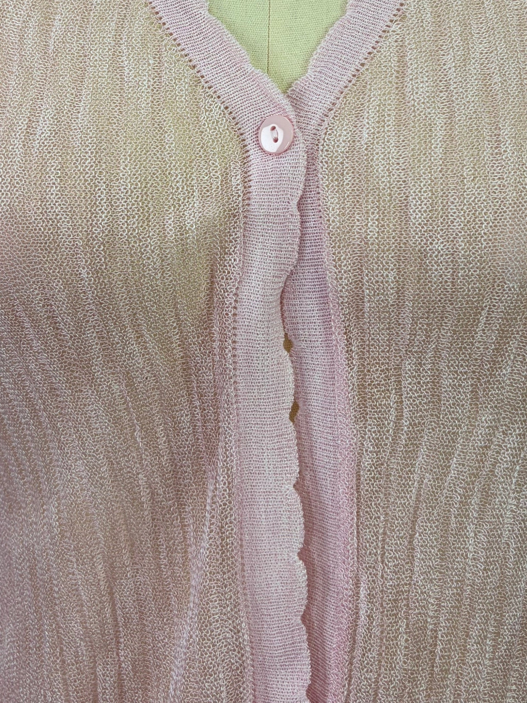 Pink Pointelle Textured Cardigan Styled Top