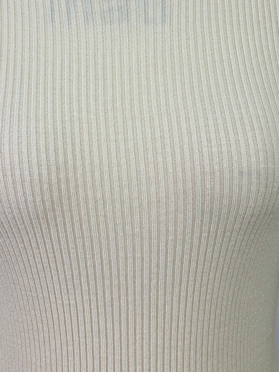 White Crew Neck Ribbed Textured Top