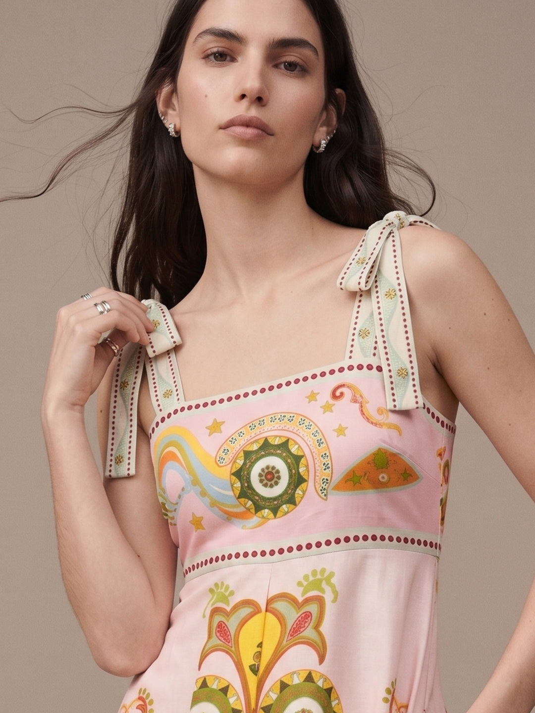 Multi Abstract Printed A-Line Dress
