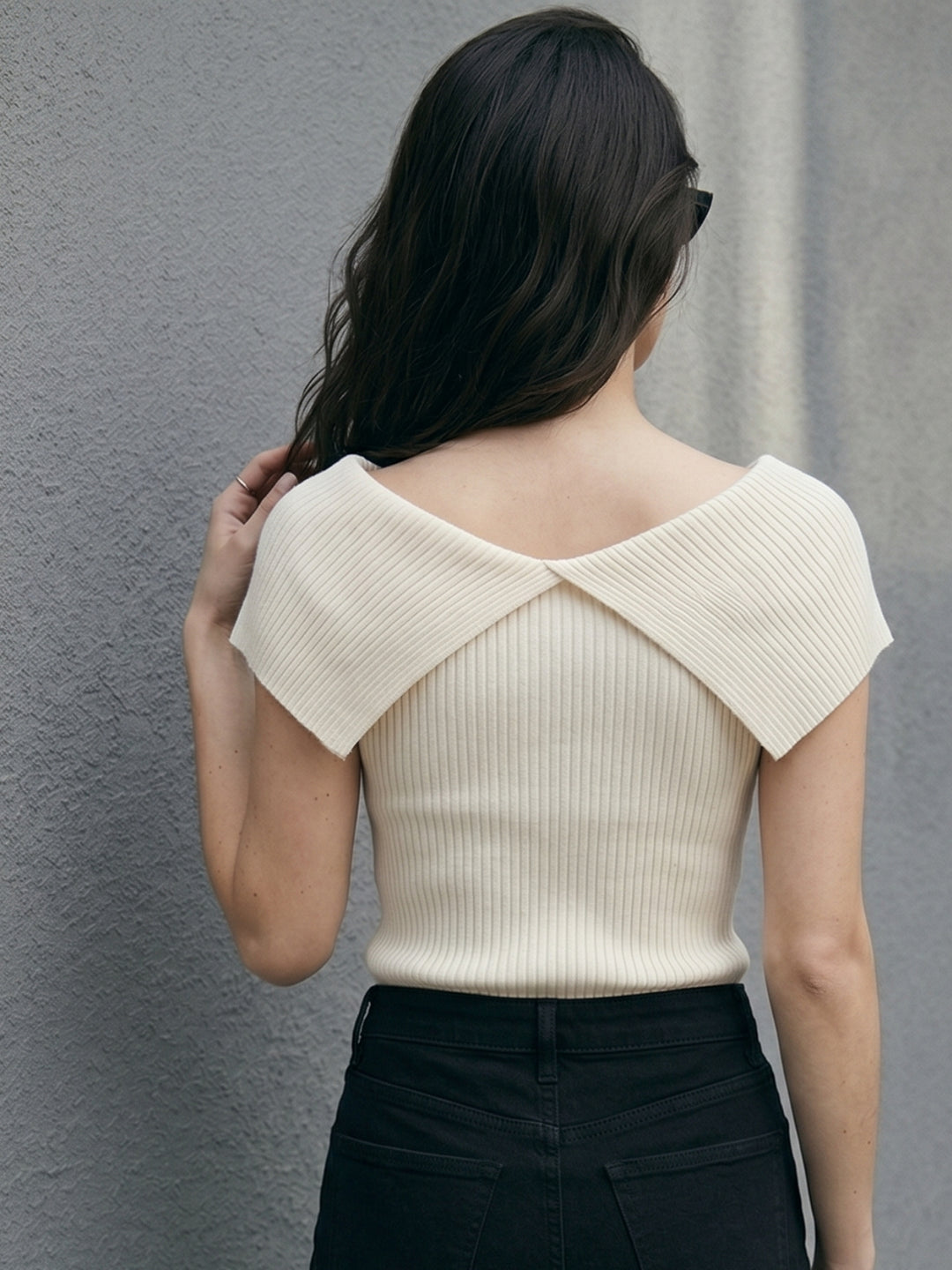 White Flat Knit Top