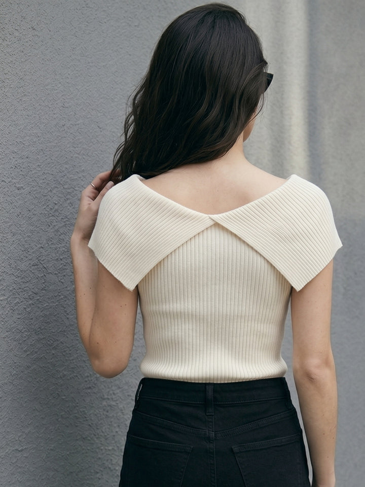 White Flat Knit Top