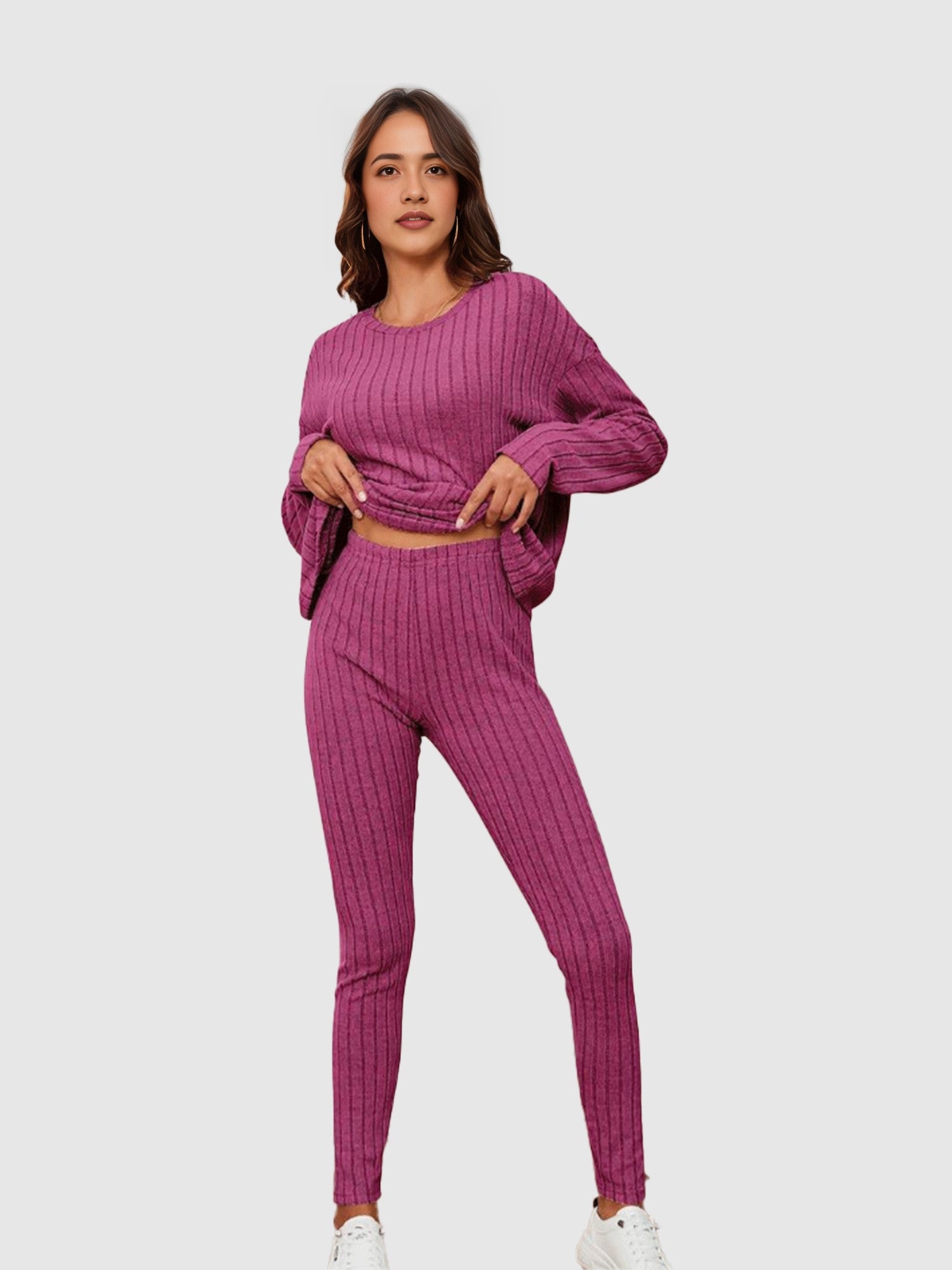 Purple Wide Rib Co-Ord Set