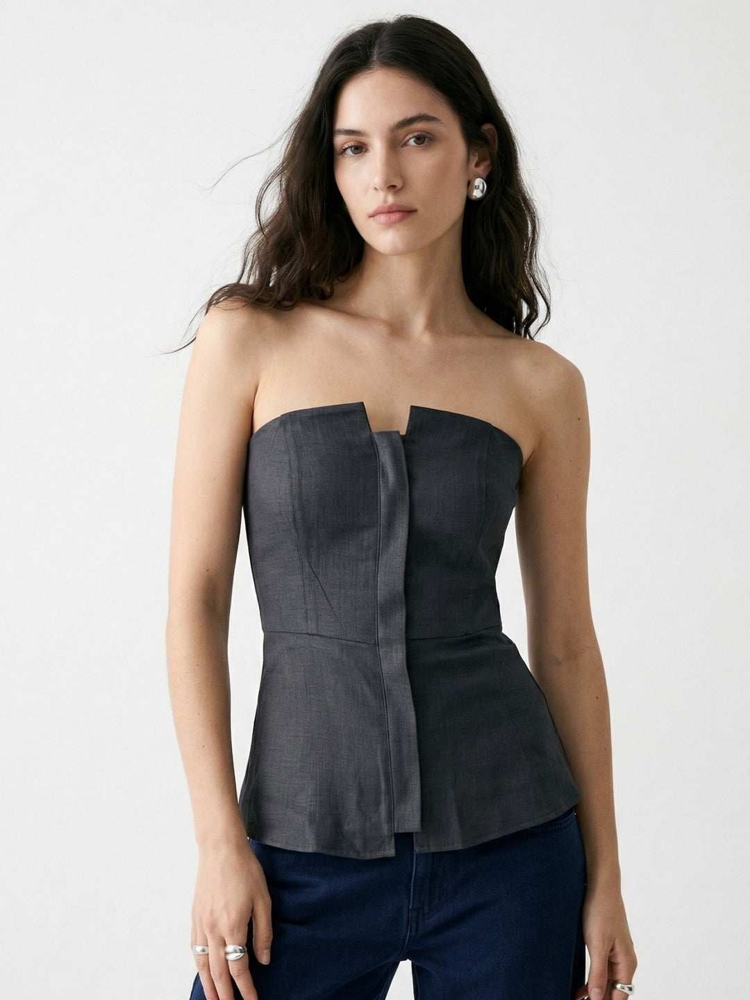 Charcoal Structured Tube Top