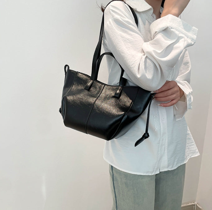 Black Classic Structured Shopper