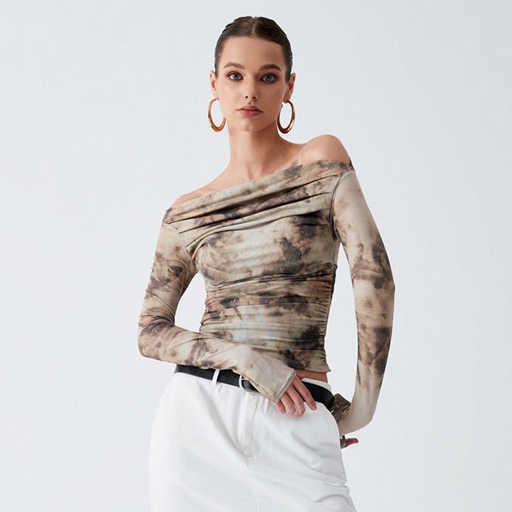 Multi Printed Off Shoulder Crop Top
