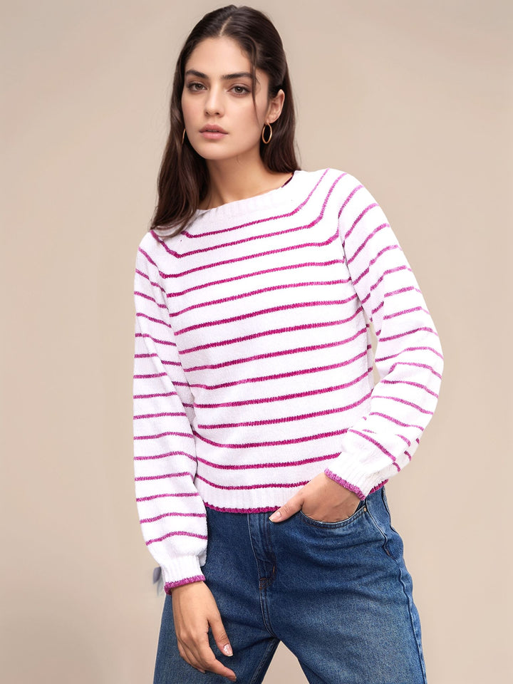 Pink Full Sleeve Round Neck Sweaters
