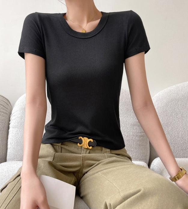 Black Round Neck Relaxed Fit T-Shirt
