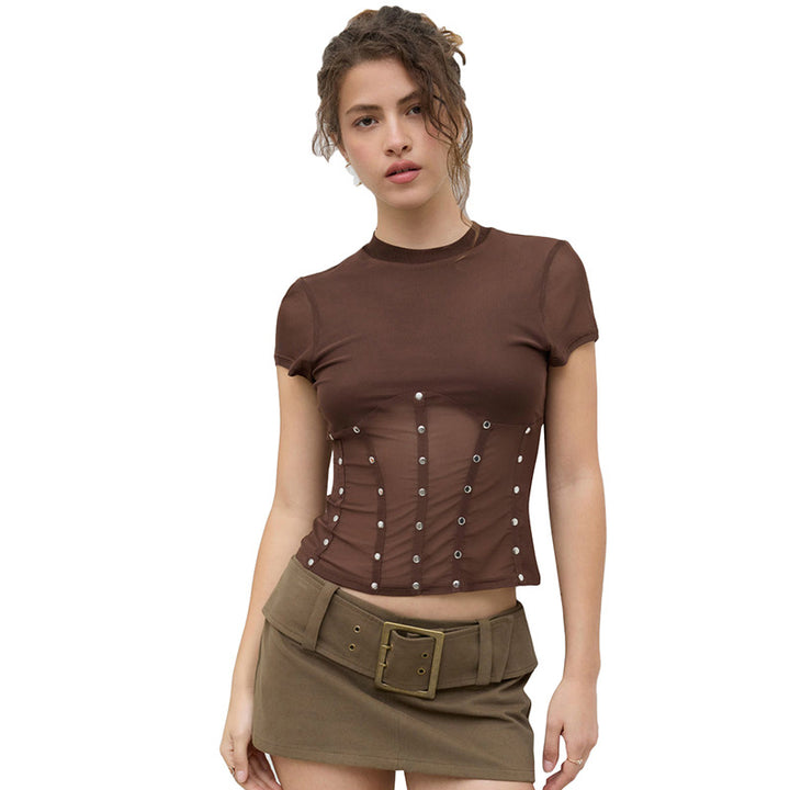 Brown Corset Top With Buttons
