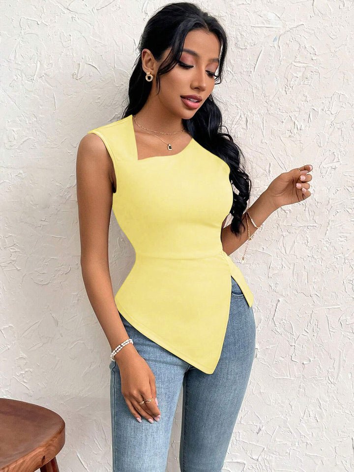 Yellow Sleeveless Cut-Out Detail Top