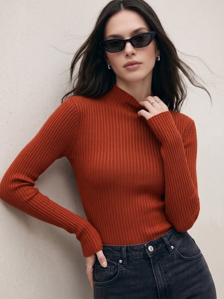 High Neck Orange Knit Top