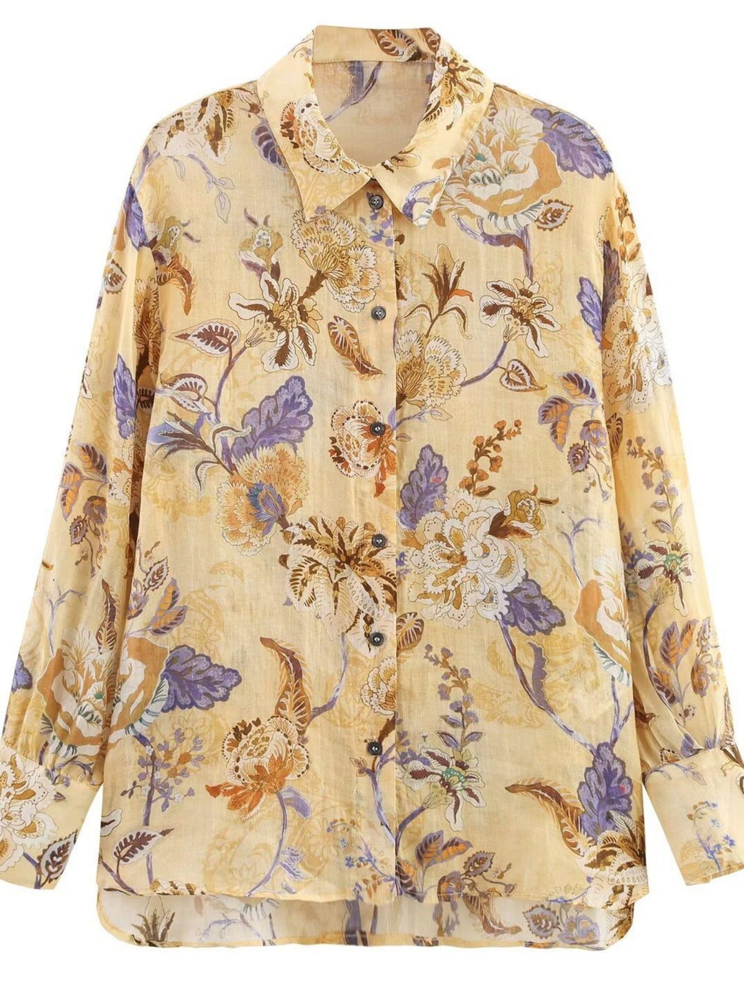 Yellow All Over Floral Printed Relaxed Shirt