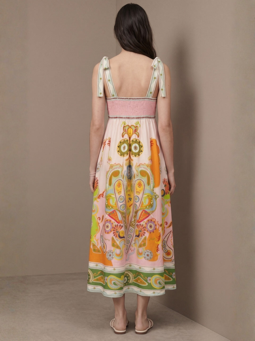 Multi Abstract Printed A-Line Dress