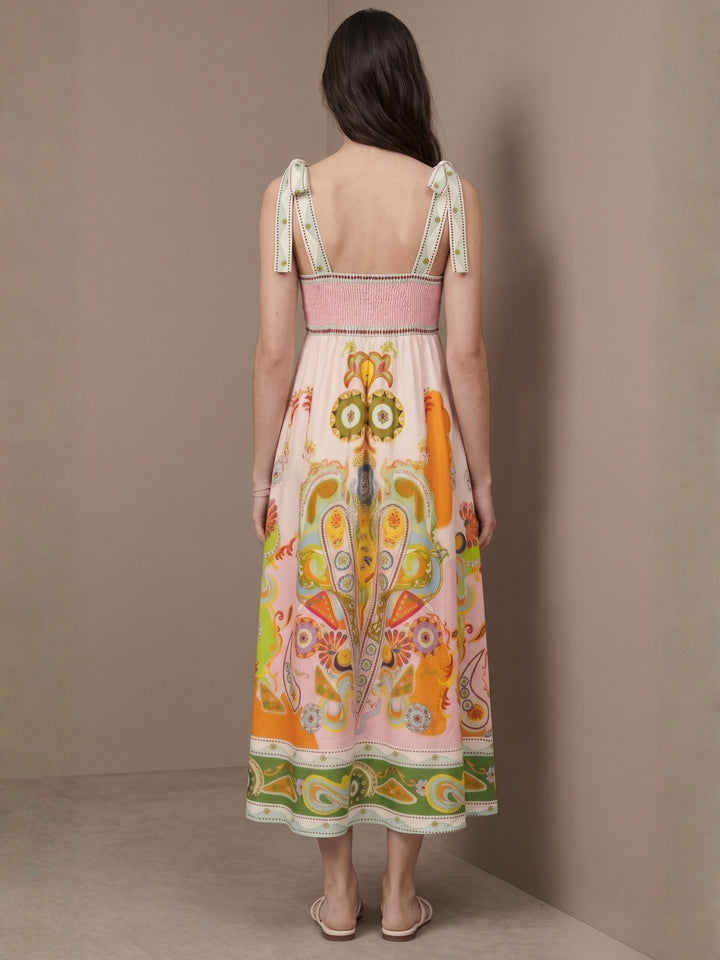 Multi Abstract Printed A-Line Dress