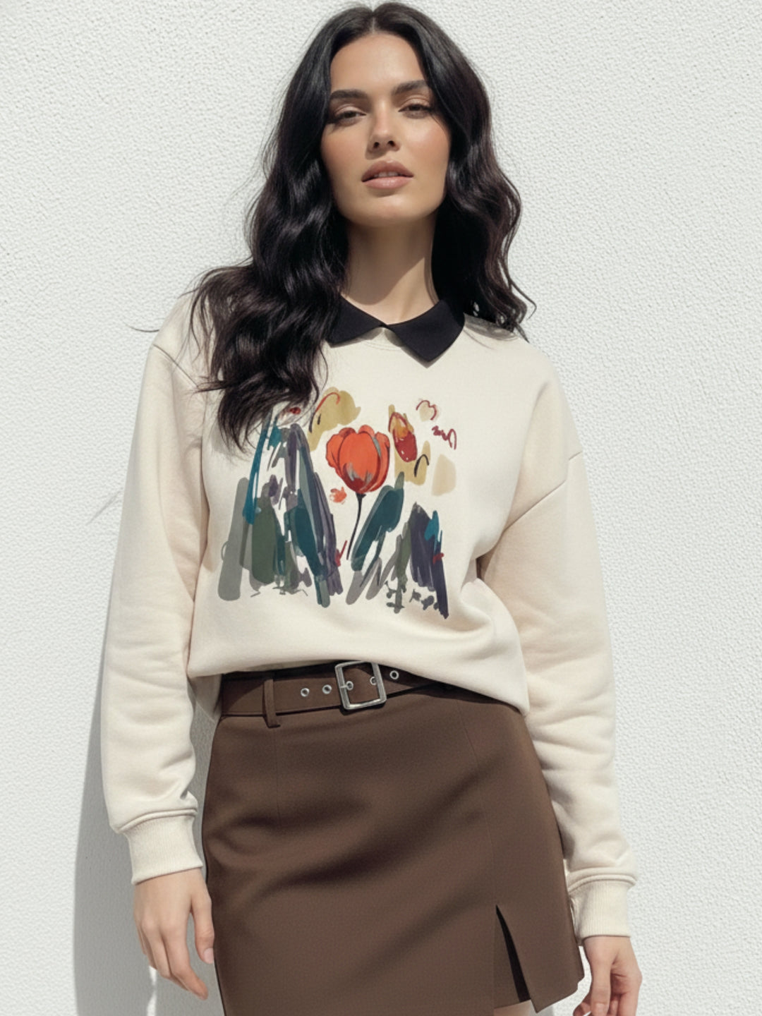 White Graphic Oversized Sweatshirt