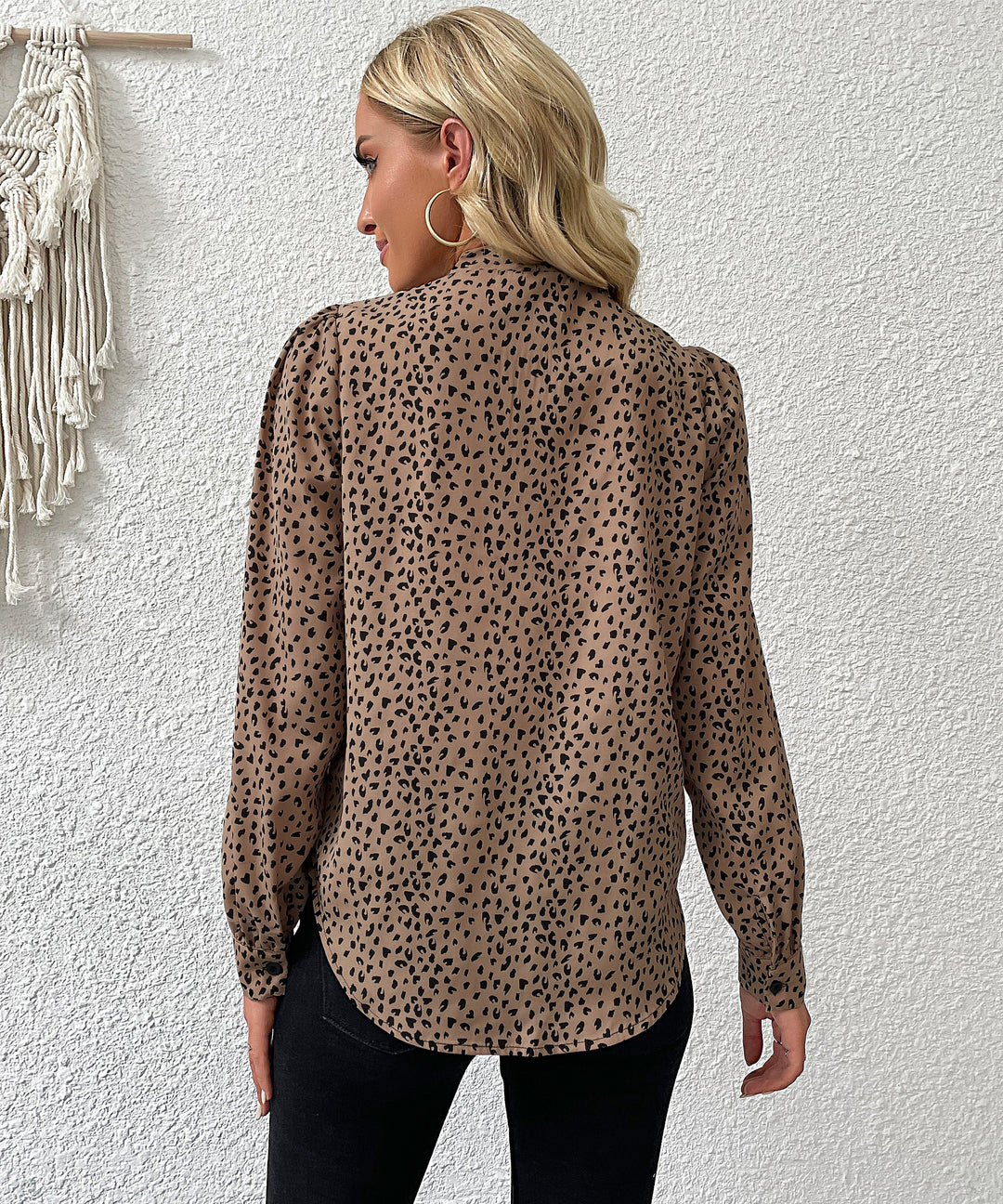 Brown Neck Wrap Printed Top