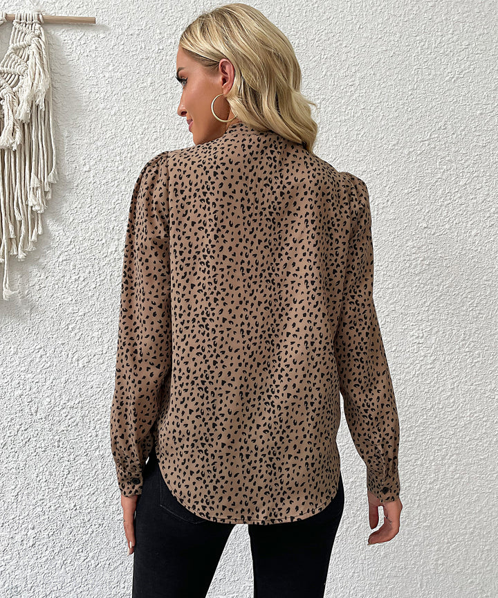 Brown Neck Wrap Printed Top