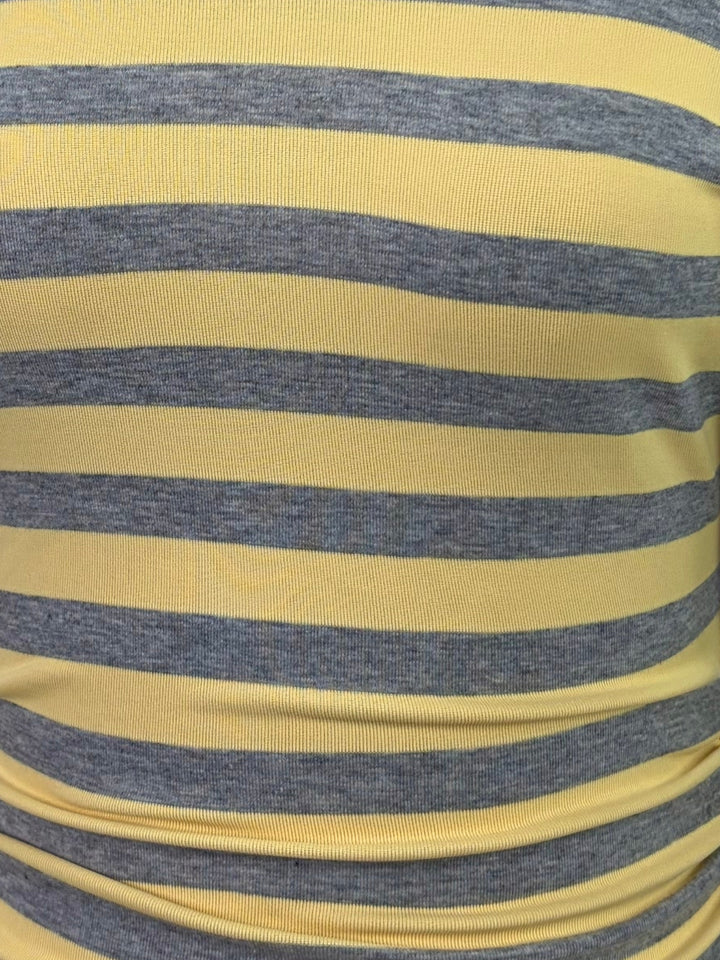 Yellow Off-Shoulder Striped Fitted Top