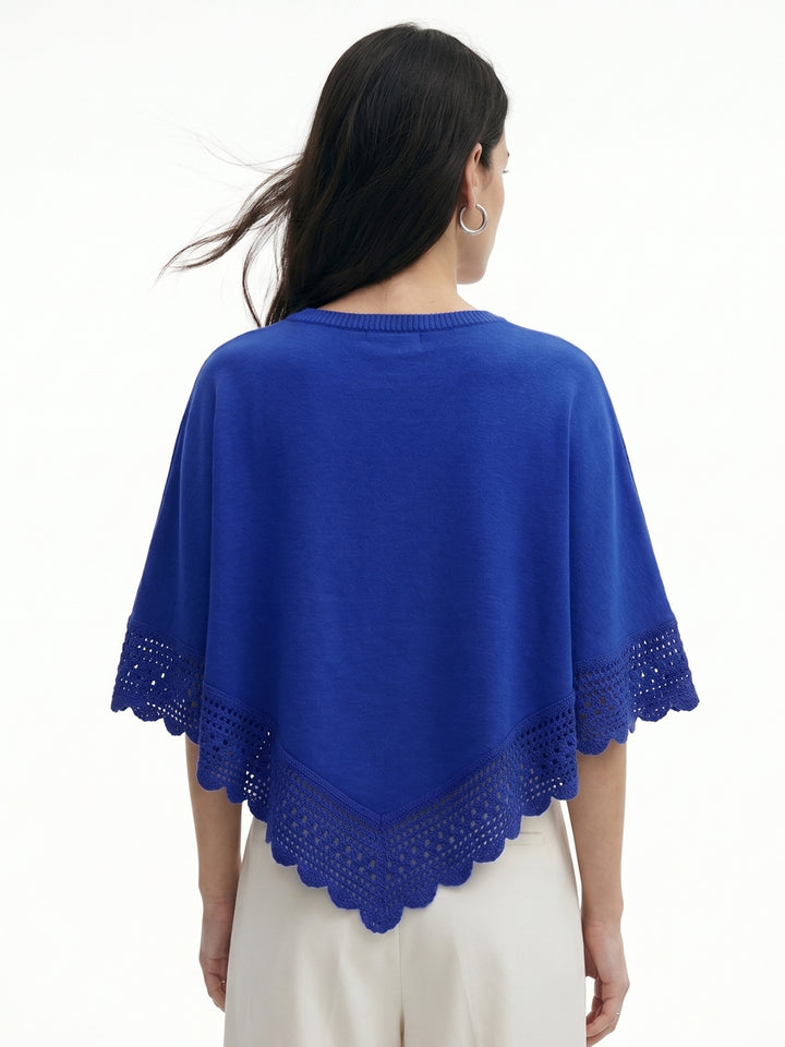 Blue Lace Asymmetrical Hem Relaxed Top