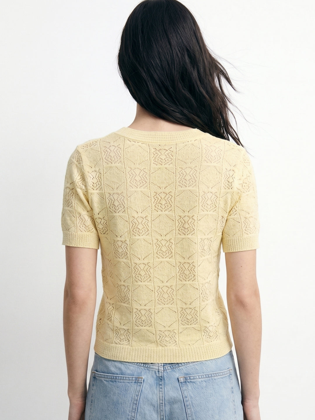 Yellow Crochet Textured Top