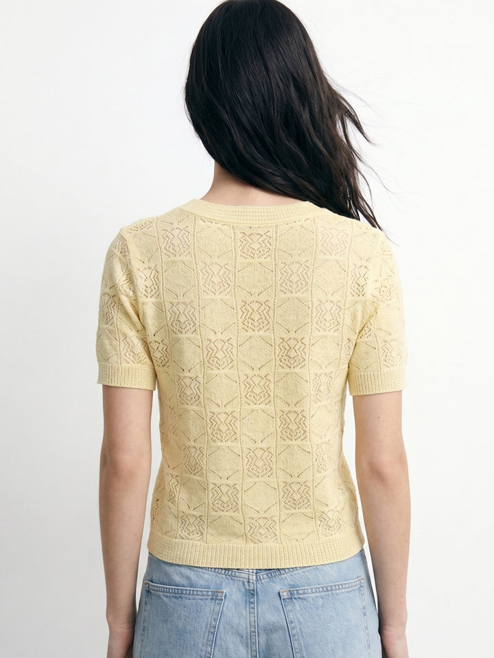 Yellow Crochet Textured Top