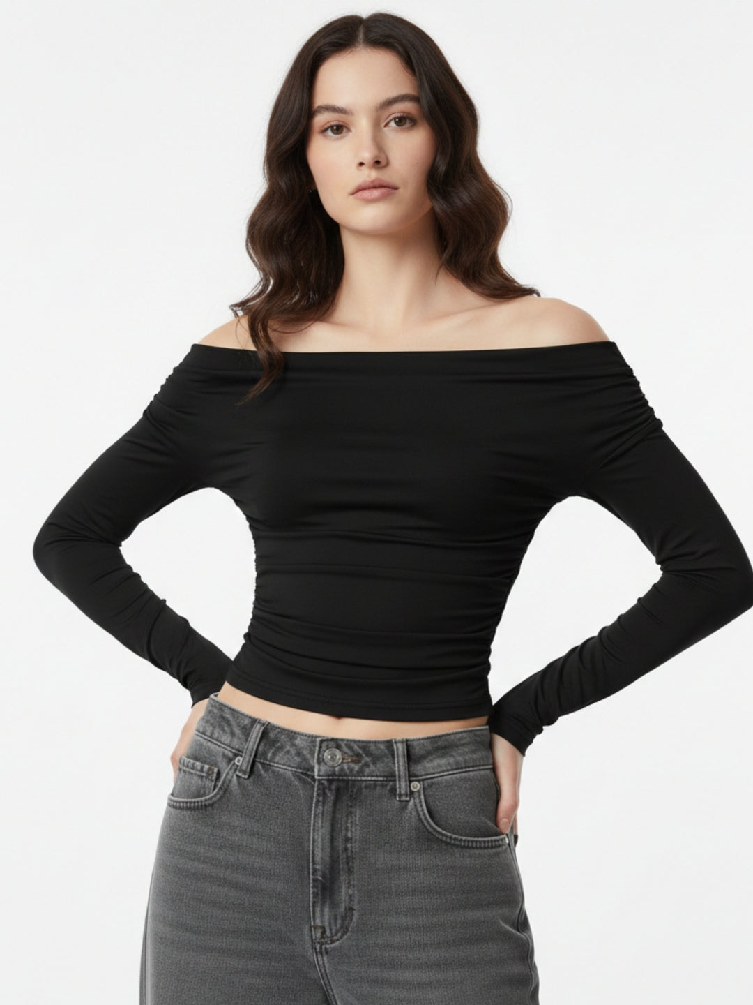 Black Full Sleeve Off Shoulder Top
