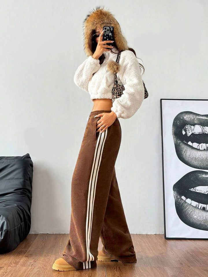 Brown Varsity Side Stripe Sweatpants